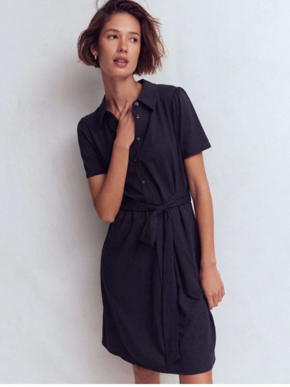 Boden Patti Short Jersey Shirt Dress Navy Blue NWT